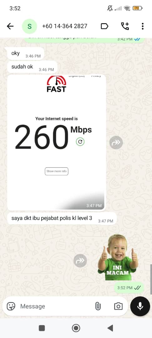 Speedtest 260 Mbps - Ibu Pejabat Polis KL