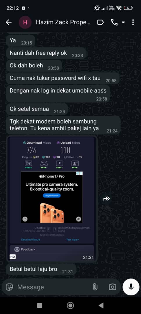Speedtest 724 Mbps - "Betul betul laju bro"