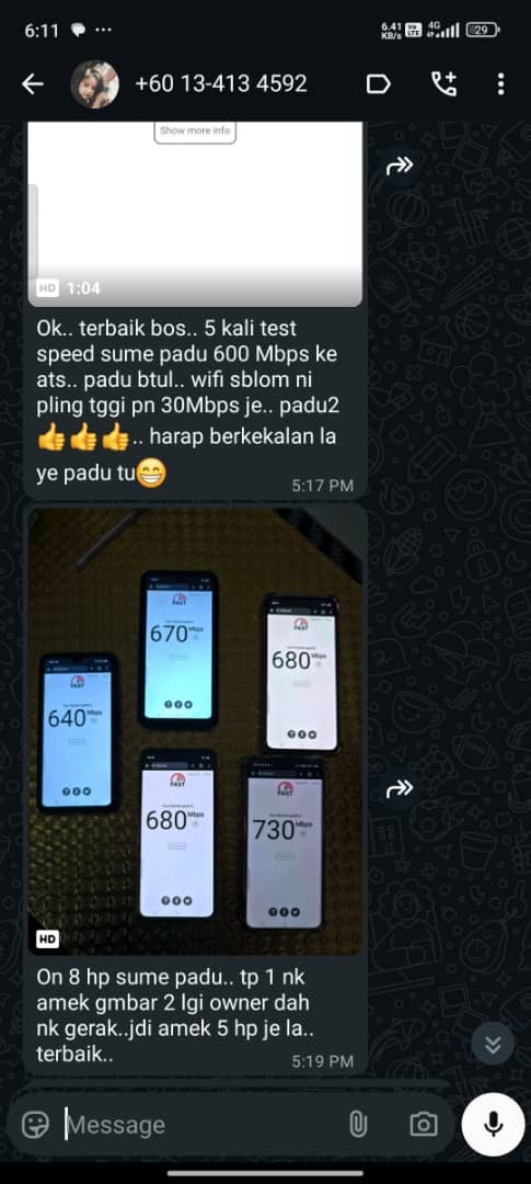 Speedtest 730 Mbps - 5 HP test serentak